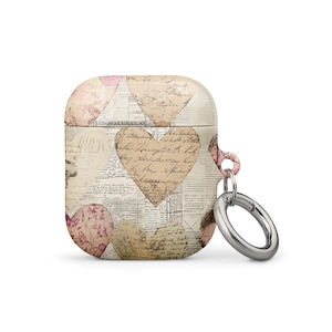 Capa para AirPods Vintage Love Letter Hearts para AirPods de 1ª, 2ª e 3ª geração e AirPods Pro de 1ª e 2ª geração