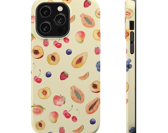 Trendy Fruit Fruit Phone Case Summer Fruit Berries Aesthetic Magnetic Tough Case for iPhone 13 14 15 16 17  Pro Max Mini Plus