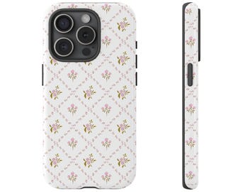 Vintage Pink Floral Phone Case for iPhone 17 16 15 14 13 12 11 Samsung Galaxy Google Pixel