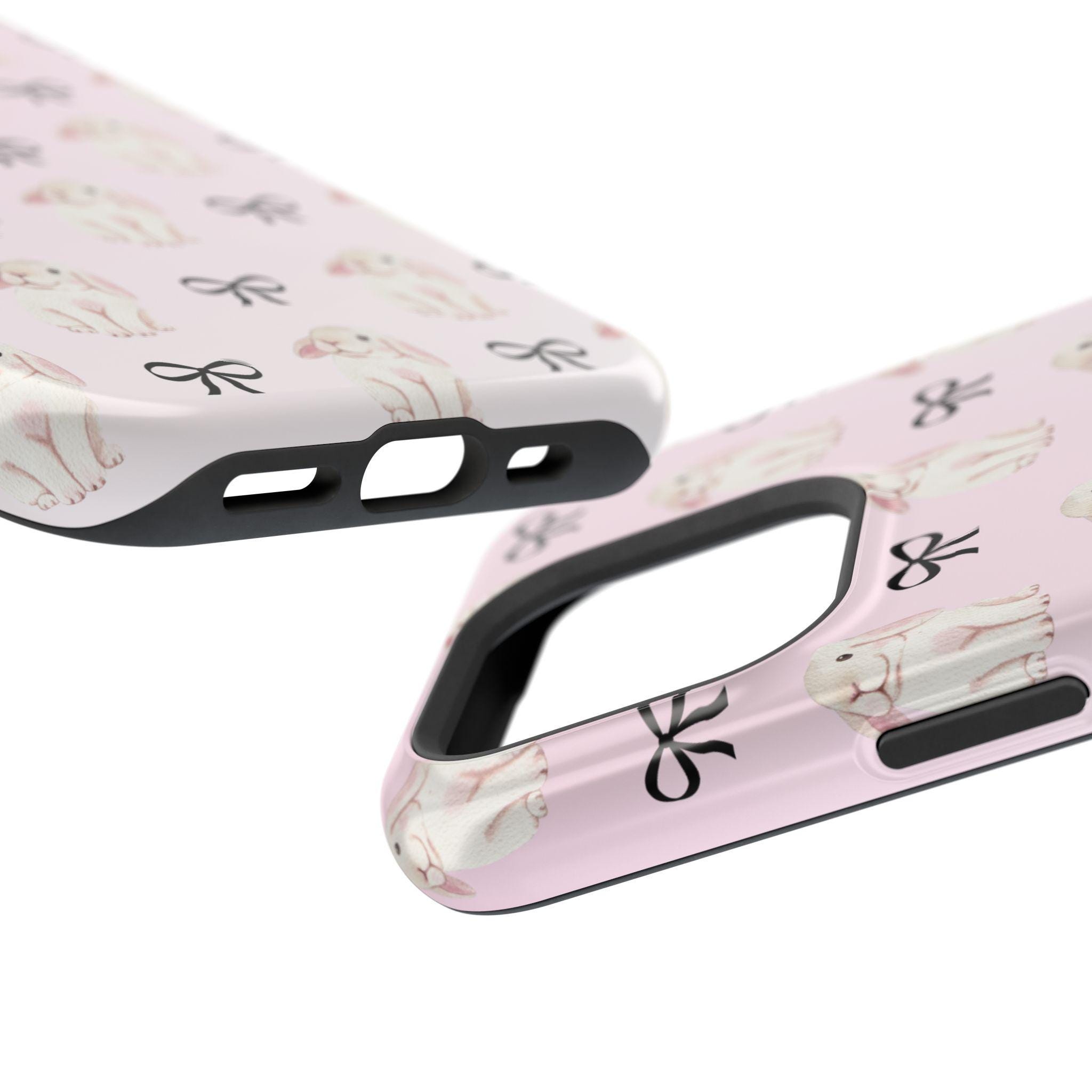iPhone16ProMAX Ribbon Bunnies MagSafe対応 Bunny Bow Phone Case Rabbit Magsafe Tough Phone Case for