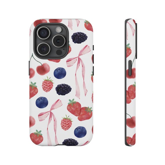Fruit Phone Case, Cherry Berry Bow Phone Case, Cute Fruit Berries Phone Case for iPhone 16 15 14 13 Max Plus Samsung Galaxy Google Pixel Fruit Phone Case, Cherry Berry Bow Phone Case, Cute Fruit Berries Phone Case for iPhone 16 15 14 13 Max Plus Samsung Galaxy Google Pixel