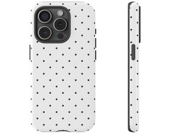 White Black Small Polka Dot Phone Case for iPhone 17 16 15 14 13 12 11 Samsung Galaxy Google Pixel