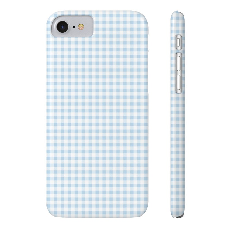 Pastel Blue Gingham Phone Case Summer Slim Phone Case for iPhone 7 8 Plus XR Xs Max 11 12 13 14 15 Pro Max Mini image 8