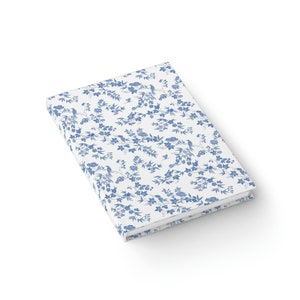 Vintage Blue White Floral Journal Flower Notebook - Ruled Line - Etsy
