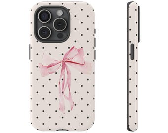 Big Pink Bow Polka Dot Phone Case for iPhone 17 16 15 14 13 12 11 Samsung Galaxy Google pixel