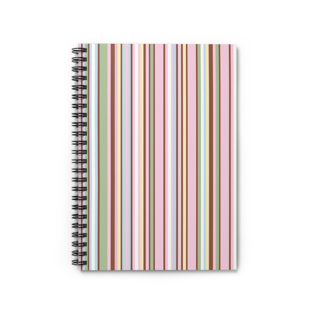 Cute Pink Striped Spiral Notebook - Ruled Line - Etsy