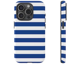 Blue Striped Phone Case for iPhone 17 16 15 14 13 12 11 Samsung Galaxy Google Pixel