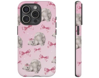 Pink Kitty Bow Phone Case Cat Phone Case Tough Phone Case für iPhone 16 15 14 13 12 11 Samsung Galaxy Google Pixel