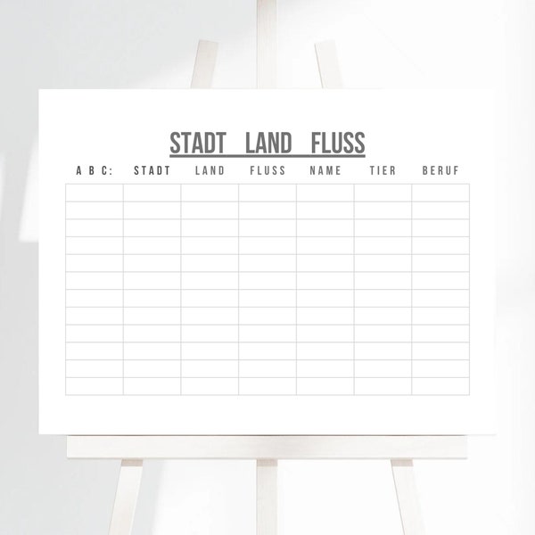 Stadt Land Fluss - game - blank template to print out yourself