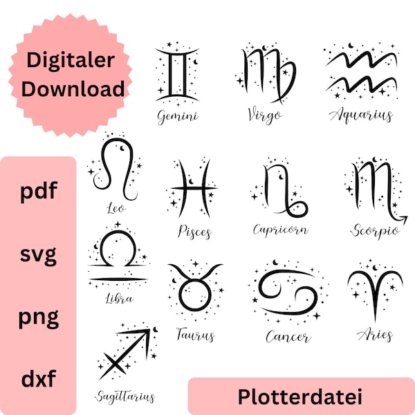 Plotterdatei Sternzeichen - Digitaler Download