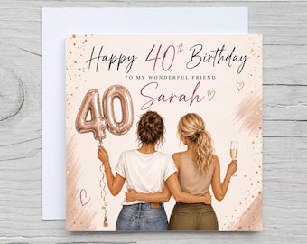 Personalised Birthday Card Best Friend | 18th 21st 30th 40th 50th 60th | Female Friends Birthday Card | Mum, Sister, Bestie, Niece, Grandma