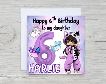 Aphmau birthday card, meemeow birthday card, aphmau daughter card, meemeow party