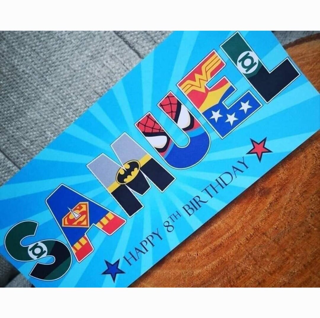 Personalised Superhero Marvel Avengers Birthday Card, Superhero Card