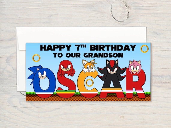 Personalised Sonic card, Sonic movie , Sonic birthday, Sonic boy card, Sonic girl card, Sonic birthday card, son, daughter, Knuckles, Shadow