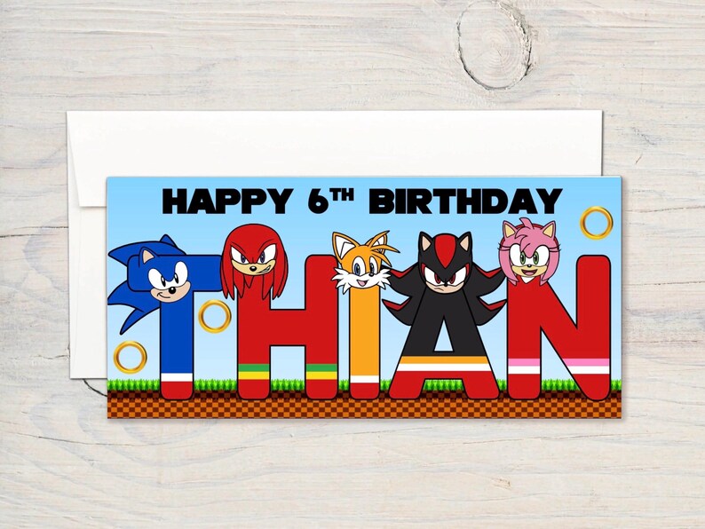 Personalised Sonic card, Sonic movie , Sonic birthday, Sonic boy card, Sonic girl card, Sonic birthday card, son, daughter, Knuckles, Shadow image 3