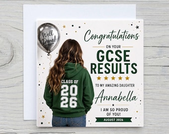 Personalised GCSE & A Level Results Card | Congratulations Exam Results Card | Custom Daughter Granddaughter Niece Gift | 2026 Keepsake