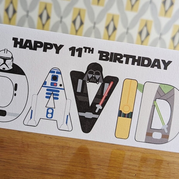 Personalised Star Space Wars Birthday Card, Star Space Wars Birthday Card for him, Star Space Wars Birthday Card for her, Galaxy Star Space
