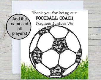Personalised Football Manager Coach Team Thank You Card