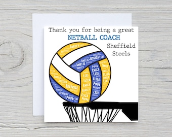 Personalised Netball Manager Coach Team Thank You Card
