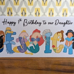 Personalised princess birthday Card, princess card for girls, birthday princess, princess girl card, ice princess birthday card