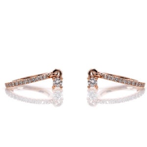 Diamond Earring,CVD Diamond ,14K Gold Huggie Earrings,Gift for her