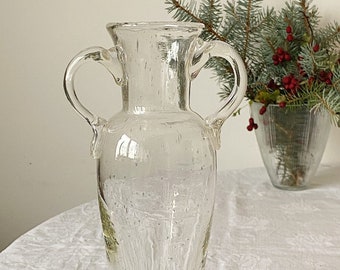 Vintage 70er Jahre kontrollierte Blase gallo-römischer Stil Murano Glas Vase Amphore