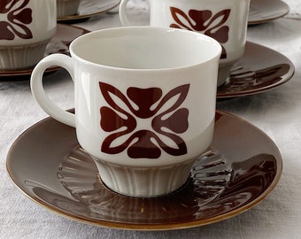 Vintage 60s mid century Op Art porcelain coffee duo set from Seltmann Weiden Bavaria / 1 cup + 1 plate