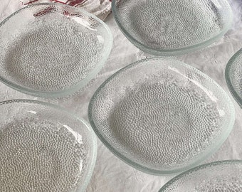 Set of 6 HADELAND Scandinavian 80s crystal plates / 17 cm