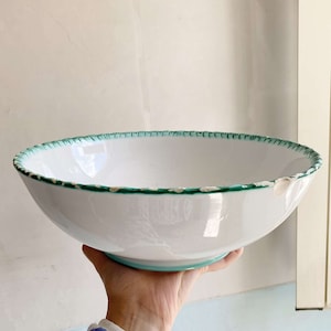 Large Antique 1930s Art Deco handpainted glazed ceramic Majolica Chef&#39;s mixing bowl  from Galvani Ceramiche Italy / 31 cm