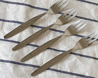 Set of 4 Vintage 70s stainless steel dessert forks