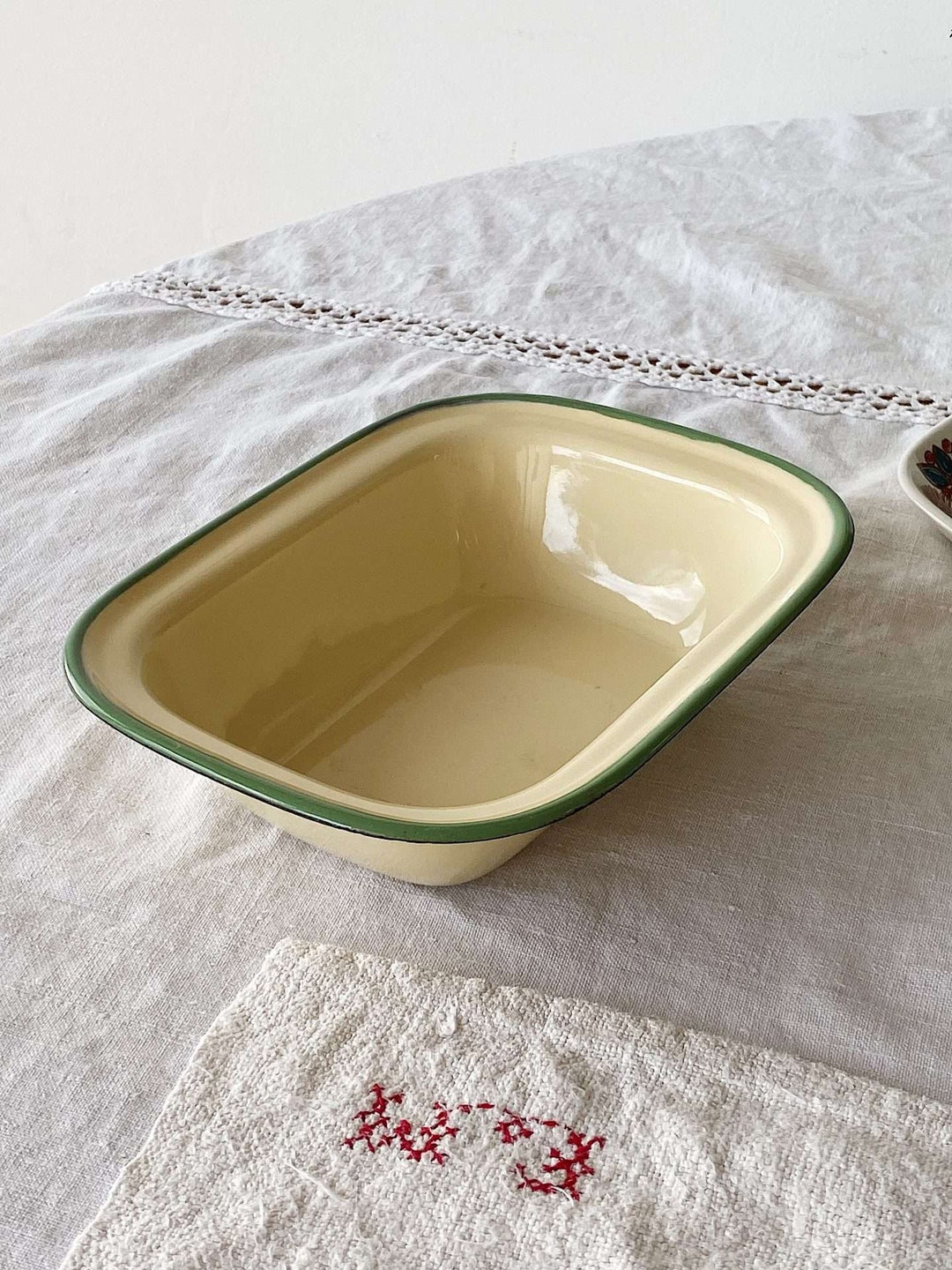 Vintage 50s Retro Enamelware Butter Dish From KOCKUMS Sweden Etsy