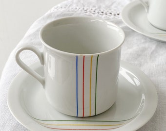 Vintage 50s mid century Rainbow coffee duo set from Wawel Poland / 1 cup + 1 plate