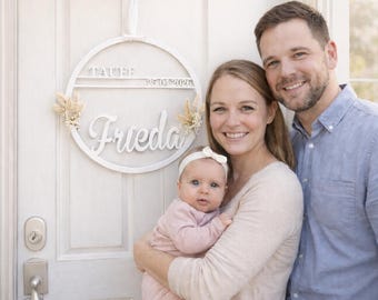 Personalized baptism wreath | Door wreath with name & date | Gift for baptism or communion | Window decoration | Table decoration - TU2