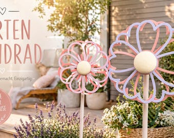 Heart-shaped Windmill with Flower and Hearts for Garden Gift – Colorful Windmill – Summer Decoration – Garden Stake – Wind Chime – Outdoor Gift Idea - VT05