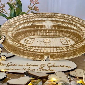 Geldgeschenk - Dauerkarte Jahreskarte Eintrittskarte Fußball Stadion - Aus Holz - Gutschein - Personalisiert - Eigener Text Geburtstag - A43