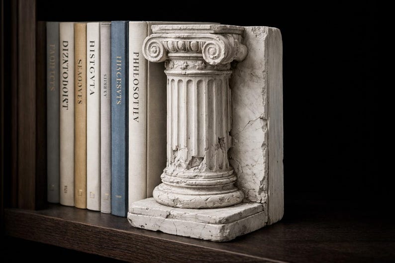 Antique Roman Column Bookend With Crackled Finish – Solid Vintage Style ...