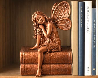 Angel Bookend made of Resin/PLA – Decorative Guardian Angel on Book – Gift Idea, Decorative Angel Figurine/Statue – Gift for Book Lovers BU4