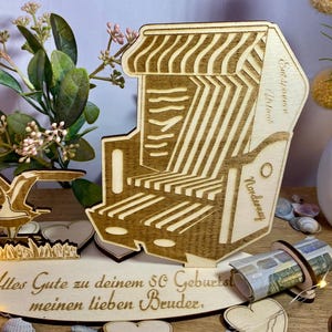 Gift Holiday Beach Chair North Sea Baltic Sea Cash Gift Voucher - Gift Idea Wood Personalized Own Text Birthday - A108
