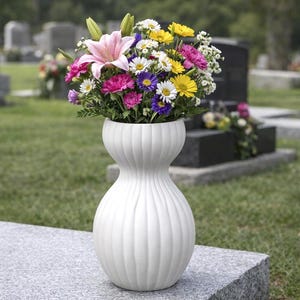 Elegante Design Vase – PETG Grabvase wetterfest – stilvolle Blumenvase für Zuhause & Friedhof – moderne Wohnraum Deko – Einzigartig - GR17