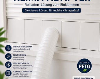 Window roller shutter module for portable air conditioners | 150 mm exhaust adapter | Optimal cooling - Made in Germany - Window seal - BU64
