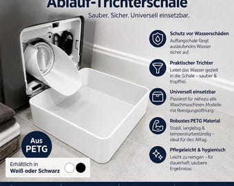 Universal Waschmaschinenablauf-Trichterschale aus PETG | Passend für Siemens, Whirlpool, Samsung, Bosch, AEG, Miele | Schmutzwasser -  BU66
