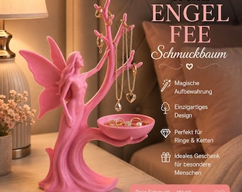 Fairy Tree Jewelry Organizer – Fairy Angel Jewelry Holder, Necklace Stand, Ring Dish, Jewelry Tree Decoration, Vanity Organizer Gift - BU23