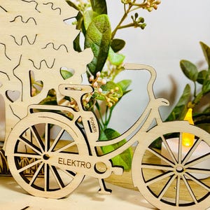 Vélo électrique Vélo électrique Cadeau d'argent avec vélo électrique Panneau d'arbre Arbre de vie - Bois Votre propre texte possible Haute qualité fait main A43