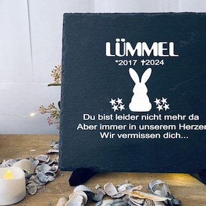 Memorial plaque animal gravestone memorial plate hare rabbit slate stone engraving slate plaque engraving memorial stone personalized desired text grave