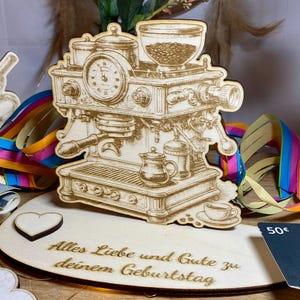 Idea regalo regalo macchina da caffè sussidio macchina da caffè buono caffè buono carta denaro regalo in legno - A42