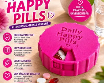 Pocket-sized pillbox with daily dose and days of the week | Medication box | Travel pill organizer | 3D printed - International - BU61