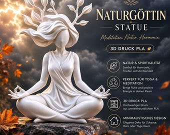Handmade Nature Goddess Statue PLA – Minimalist Meditation Figure – Spiritual Autumn Decor – Modern Gift for Yoga Lovers - BU32