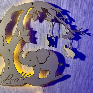 Personalized LED wall lamp wooden tree elephant, Christmas gift baby, night light, wall lamp, slumber light, mural children&#39;s lamp A50