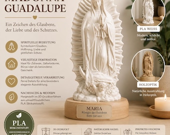Our Lady of Guadalupe – Marian statue made of PLA or wood look – Catholic decorative figure – Christian gift for Grandma – Madonna – BU36