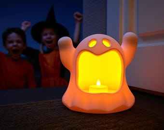 Scary Ghost Tealight Holder – Halloween Decoration Ghost Figure, Indoor and Outdoor Party, Autumn Decoration, Pumpkin Festival, Halloween - Book Stand